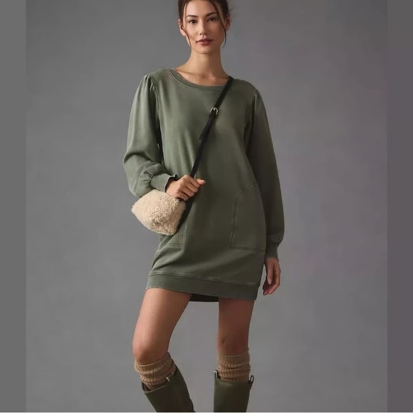 Daily Practice Washed Olive Green Long Sleeve Sweater Dress Womens Large Sporty - Picture 1 of 11